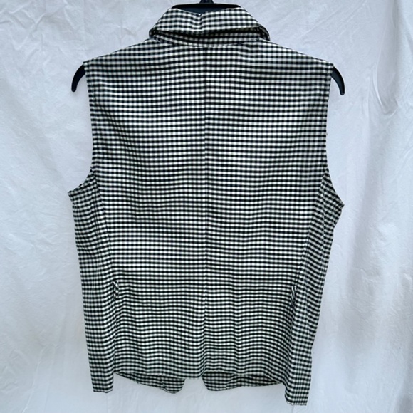 Gingham Button Down Sleeveless Peplum Belted Shirt - Picture 3 of 3